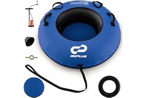 GOPLUS Nadmuchiwane sanki, Ø 100 cm, opony śniegowe z linką holowniczą i wyściełanym siedziskiem, z tkaniny Oxford, obciążenie do 200 kg, opony saneczkowe, dla dzieci i dorosłych