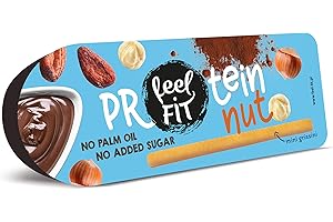 Feel FIT Protein Nut & Mini Grissini, Protein Cocoa & Nut Cream (17% de protéines) avec gressins, une collation protéinée sans sucre ajouté et sans huile de palme (15 x 25 g), 375.0 gramme