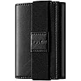 VULKIT Minimalist Leather Rfid Blocking Trifold Wallet with Elastic Band Credit Card Holder with 3 ID windows & Zipper Pocket for Men (Black)