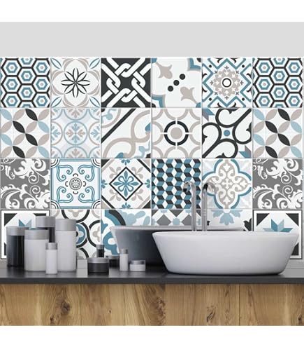 Carreaux Adhésifs Crédence Cuisine - 24 Pièces 15x15cm | Gris Espagnol, Résistant à La Chaleur - WALPLUS