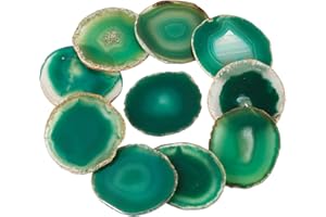 KYEYGWO 10 Pcs Polished Agate Geode Slices Stone for Home Decoration, Round Healing Crystals for Jewelry Making, Place Cards for Weddings