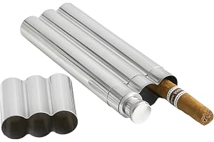 Cigarrformad rostfritt stål plunta hip flask fickflaska och cigarrfodral med ett rör för snaps och 2 rör för cigarrer resa ci