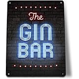 Artylicious Gin & Tonic bar Sign - Neon light effect Metal Sign wall