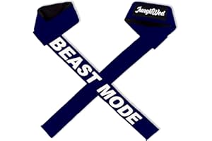 JUNGLEWOD Jungle WOD Straps de Levantamiento de Pesas - Correas de Levantamiento para Mejorar tu Agarre en Halterofilia, Powerlifting, Gimnasio, Crossfit. Soporte Acolchado y Diseño Beast Mode.