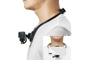 HAFOKO POV VLOG Soporte para Cuello Compatible con Gopro 360°Rotación POV Soporte para Cuello para Teléfono con Correa para el Hombro Soporte Compatible con GoPro 11 10 9 8 7 Insta360 dji Action