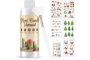 AllisWay Vernice Trasparente Lucida, Vernice Trasparente per Candela di Natale, Vernice Acrilica Trasparente con Pennello, Stickers Natalizi per Candela Regalo Decorativo, 200 Ml