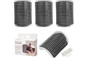 BSSOWE Grooming Brush dla kotów, 4 sztuki szczotki do masażu, narożnik do masażu, szczotka do pielęgnacji sierści kotów, ze śrubami montażowymi i dwustronną taśmą klejącą, do długiego, krótkiego futra kota