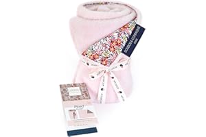 DOUDOU ET COMPAGNIE - Plaid Douceur Rose et Fleuri - Collection BOH'AIME FAON - 70 x 100 cm - Recto Imprimé 100% Coton - Verso Rose 100% Peluche - Sieste Confort - Cadeau naissance Bébé - DC4036