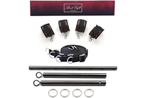 EXREIZST NEW Black Spreader Bar with Leather Adjustable Straps Set Flocking bag home yoga funny pull-bar