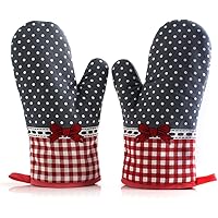 Grillhandschuhe feuerfest, Baumwolle-Topfhalter Topfhandschuhe zum Schutz der Hände Einheitsgröße im 2er-Set 28cm