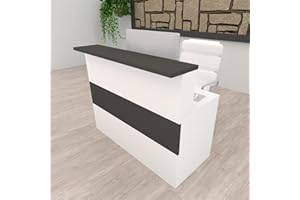 Henor Comptoir Cidacos. 110x60/75x110 cm. Bois avec Table intérieure. Idéal pour l’Accueil de Bureau. l’Attention. la Boutique. Le Commerce. Blanc Mat Graphite Mat