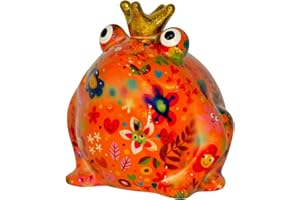 Pomme pidou salvadanaio rana Freddy | M | ceramica | motivo fiori arancioni