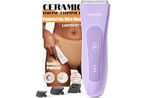 ‎MANSPOT Elektrischer Rasierer damen Intimbereich, Intimrasierer für Frauen, Damenrasierer Intimbereich mit 3 Schutzvorrichtungen und Auswechselbaren Keramikklingenköpfen, Trimmer Damen Intimbereich