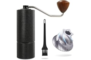 Azontion Manual Coffee Grinder Fine Adjustment, 420 SUS CNC 38mm Steel Burr, Portable Coffee Bean Grinder for Aeropress, Hand Pour, French Press, Walnut