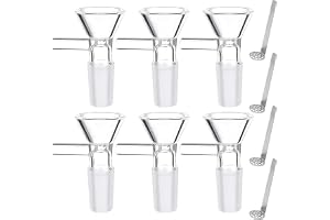 GmwyCzV 6-delar Bong-tillbehör, 14mm glasrör, Cachimba-munstycken med 4 metallräfflor 12mm, liten tratt, för bong-älskare för