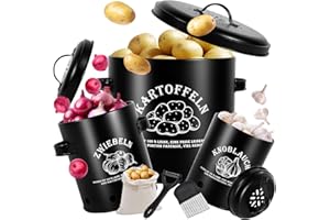 MZJAUVF Kartoffel Aufbewahrungsbox, 3er Set Multifunktional Aufbewahrungsbox, mit 360°Luftzirkulatio, Zwiebel Aufbewahrung, Knoblauch Aufbewahrung mit Sparschäler,Hält Gemüse Länger Frisch