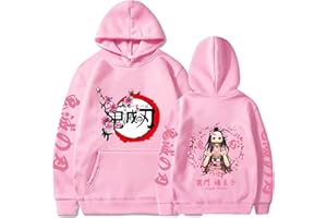 zhedu Kamado Nezuko Felpa con Cappuccio Demon Slayer Coat Funny Cartoon Graphic Autunno Y2K Maglioni Ragazzi Ragazze Felpa con Cappuccio Comfort Stile College