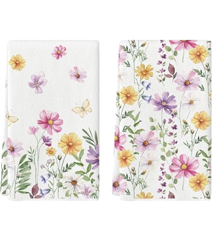 2 PCS Asciugamani Da Cucina Primaverili Con Fiori - Super Assorbenti E Morbidi, 18x26 Pollici - Foto 7