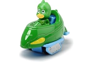 SMOBY Dickie Toys 203141001 - Geco-mobile dei Super Pigiamini, veicolo con statuetta di Geco in metallo, ruota libera, 7 cm, dai 3 anni in su, confezione singola