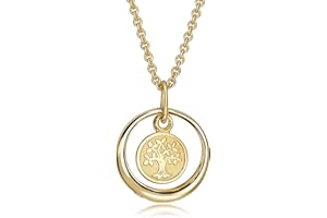 Xaana Taufkette Taufring mit Zirkonia und Lebensbaum/Baum des Lebens -Einhänger aus 333er Gelbgold inkl. vergoldeter Silberkette 36/38cm AMZ0484