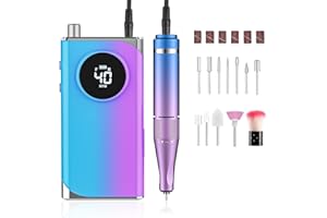 BOGSETH Elektryczny obcinacz do paznokci żelowych, profesjonalny, 40000 obr./min, elektryczna frezarka do paznokci akrylowych, do użytku domowego i salonu, wyświetlacz LED (kolorowy)