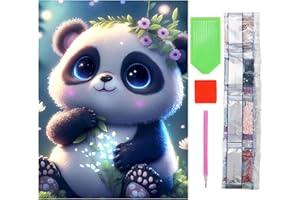 Jowfay Panda Diamond Paint, Creative Leisure Art 5D Canvas DIY Image Luminous Sparkling Rhinestones Home Decoration Family Activity Unique Gift Include strumenti e pietre multicolore