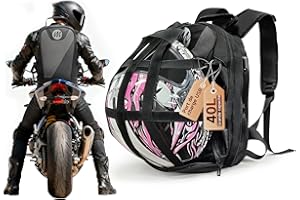 Moman Sac à Dos Moto-avec Port USB de Recharge, BM1 Sac de Casque de Moto avec Porte-Casque Imperméable Grande Capacité Sac de Randonnée Sac à Dos Voyage pour Ordinateur Portable Vélo et Moto