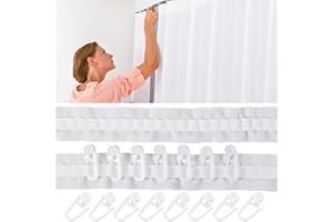 HEJO N/B 30m*2.5cm Cinta de Cabecera de Cortina Cinta Plisada con 50 Ganchos Cortinas, Cinta de crepé Cortinas para Colgar Cortinas, Decoracion Hogar, Bricolaje para embellecer el ambiente hogar