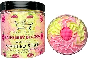 CUPID'S INFLUENCE BATH PRODUCTS Raspberry Blossom Kaolin Clay Whipped Soap 180gr / Body Wash/Shower Fluff/Shaving Foam/Bubble Bath/Shower Cream