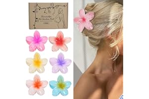 WENRECU 6 Stück Blumen Haarspangen, Blumen Haarklammer Rutschfest Blumen Haarklammern für Dickes Dünnes Haar Hawaii Rutschfeste Haar Jaw Clips Haarstyling Zubehör