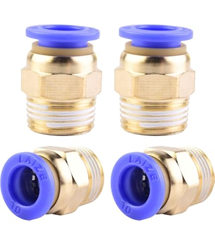 Raccordo Rapido Pneumatico 3/8 OD X 1/4 NPT - Gomito Diritto - Ottone Nichelato - 10 Pezzi