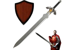 Swords and more Link Master Schwert Zelda Twilight Princess Schwert mit Tafel, Links hylianisches Schwert aus Zelda mit Wandtafel, 95 cm, Metallschwert für LOZ-Fans, Cosplayer, Sammler & als Geschenk