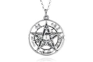 EMPATHY JEWELS Colgante Tetragramaton Plata De Ley 925 Amuletos De La Suerte De La Protección. Pentagrama Colgante Hombre Y Mujer Colgante De Plata En Tres Dimensiones 15-25 Y 30 mm De Diametro