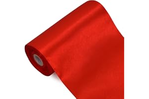 TONIFUL 15cm x 23m Rouge Ruban Extra Large de Satin, Solide Ruban Tissu Décoration pour Mariage/Fete/Emballage/Artisanat/Ouverture du ruban de cisaillement/Valentin/Décoration intérieure et extérieure