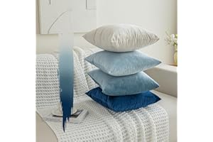 mosayt Funda Cojin Azul 35x35 cm de Terciopelo 4 Piezas Funda de Almohada Suave Decoración Hogar, para Sofá Silla Salon de Estar Cama Exterior Jardin Fundas de Cojines Moderna Colores Gradientes