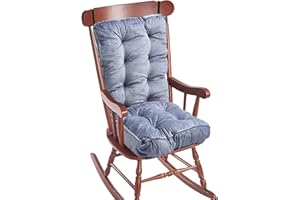 Big Hippo Cojín para silla mecedora con 8 cm de grosor, respaldo alto con cintas, cojín universal para silla de respaldo alto, respaldo bajo, color gris