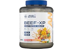 Applied Nutrition Clear Hydrolysed Beef Protein Isolate Powder, Fruit Juice Style, Dairy Free, Lactose Free, Zero Sugar, Low Fat, 1.8kg - 60 Servings (Tropical Vibes)