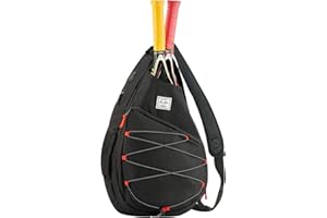 d'yallee Tennis Bag for Men Women, Racquetball Pickleball Paddle Squash Sling Bags Crossbody Sports Backpack Adult with USB Charge Port