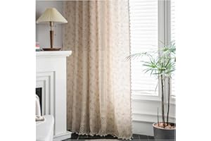 SAYT RLAE Vorhang Boho Blickdicht Vorhänge Beige Baumwolle Leinen Gardinen mit Quasten und Häkeln Stricken Vertikale Streifen Makramee Vorhang Landhaus Vintage Landhausstil, 1 Stück, B150xH160cm