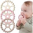 3 Pack Ring Teether, Silicone Teething Ring Toys for Babies 0-6 Months, Seposeve Baby Teethers 6-12 Months 12-24 Months, Easy to Grasp Toy for Baby Teething Relief, White Pink Coffee