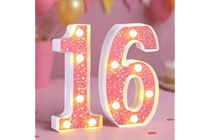 GOBUTEND 16th Birthday Decorations LED Light Up Numbers, Pink Marquee Number Lights for Girls, Light 16 Sign for Birthday Party Backdrop Anniversary Home Decor