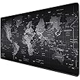 Taylor & Brown World Map XXL Speed Gaming Mouse Pad Large Mouse Mat | 900 x 400mm | Improved Precision and Speed | Rubber Base for Stable Grip on Smooth Surfaces | Non Slip (Black)