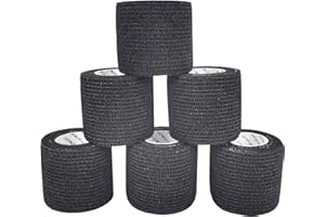 COMOmed Cohesive Bandage Adhesive Bandaż Rolka Elastyczna Bandaż Włóknina Spójna Athletic Tape Alleray Tested Black 5cm 6 rolek …