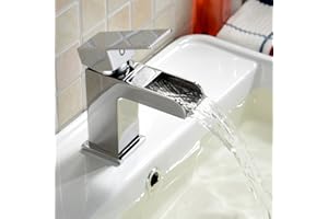 NES HOME Origin Waterfall Bathroom Basin Mixer Tap & Waste Chrome