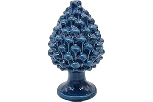 sicilia bedda - Pigna in Ceramica Siciliana - Prodotto Realizzato Interamente a Mano - Pigna Decorativa (Blu Ceruleo, 22_x_14Cm)