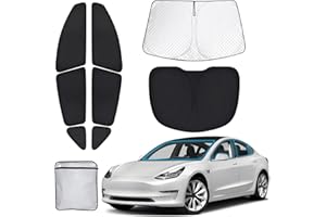 XCBYT Pare Soleil Voiture Compatible avec Tesla Model Y 2019-2024, Pare Brise Avant Fenêtres Latérale Pare Brise Arrière, Protection de la Vie Privée Protection Soleil pour Camping