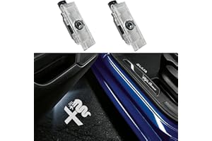 GZZHENGYE 2Pcs LED Car Door Welcome Light Proiettore Lampada Ghost Shadow Logo Lampade Per Alfa Romeo Giulia 952 Stelvio 949 tonale Giulietta Brera 159 Spider (Logo bianco)