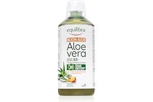 Equilibra Suplementos Dietéticos, Buon Aloe Vera 95%, Suplemento de Aloe Vera para Beber Puro o Diluido, Sin Aloína, Detox, Pulpa Pura, Sin Agua Añadida, con Zumo de Melocotón, Sin Gluten, 1 litro