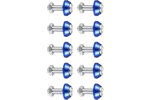 MACHSWON 8 Pcs Aluminum Alloy License Plate Bolt M6 Screw Nuts for Car Motorcycle Blue 1996-2023