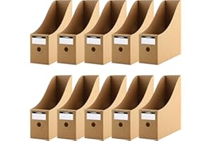 Zosenyer Revistero Decorativo - 10 Piezas de Papel Kraft Plegable, Organizador de Escritorio y Hogar, Estuche para Revistas, Documentos A4 y Oficina (Papel kraft)